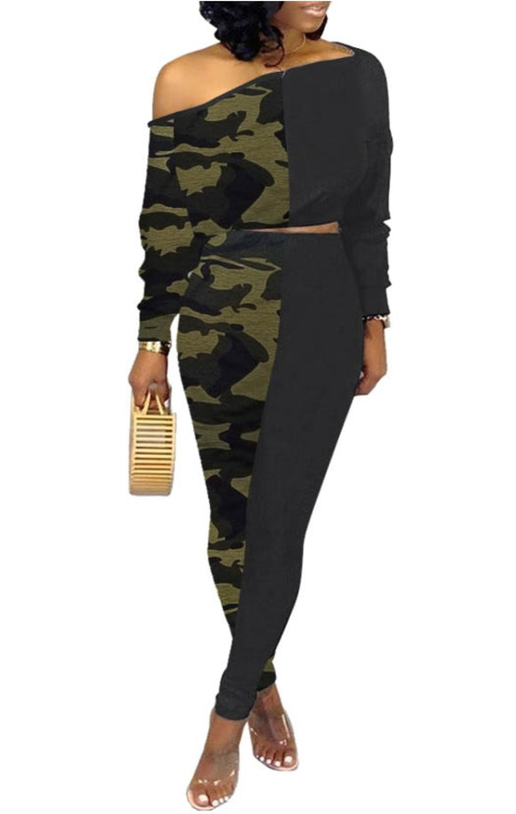 Monfes Camo 2 Piece Pants Set